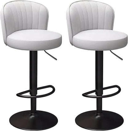 s Set of 2 Counter Height PU Leather, Adjustable Chair with Back, Upholstered Chairs for Kitchen Island, Restaurant,Beige-Sitting Height 6383cm