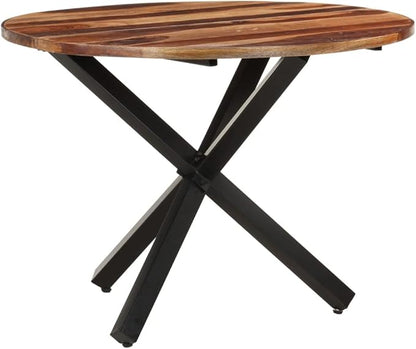 Round Acacia Wood Dining Table 39.4" Honey Brown Modern Small Dining Table for Kitchen Dining Room or Patio Seats 4