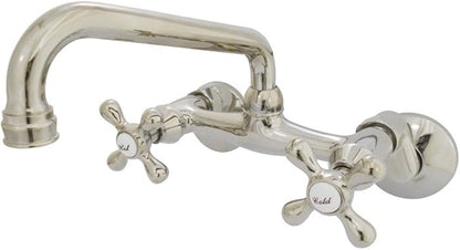 Kingston Brass KS213PN Kingston Two Handle Wall Mount Kitchen Faucet, Polished Nickel