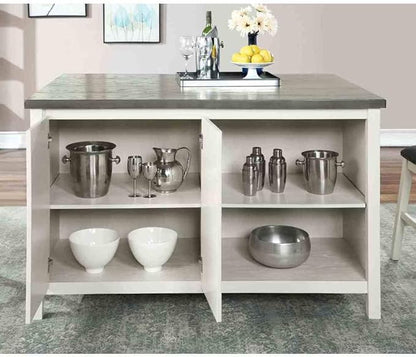 Counter Height Dining Table with Storage Cabinet Base Solid Wood Construction for Kitchen Island Seating