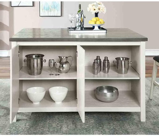 Counter Height Dining Table with Storage Cabinet Base Solid Wood Construction for Kitchen Island Seating