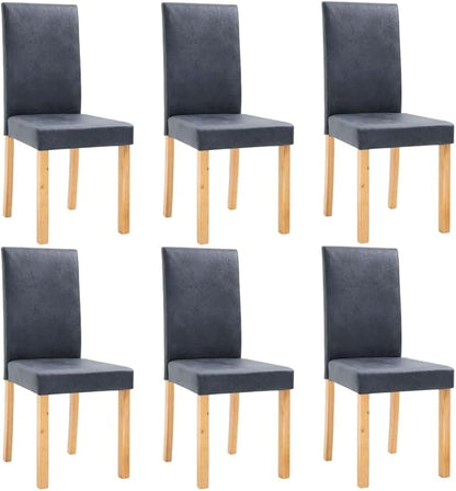 Dining Chairs Set of 6 Gray Faux Leather Modern Upholstered Chairs with Wood Legs for Dining Room Kitchen and Living Room