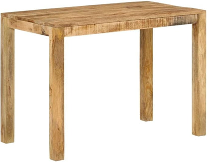Natural Solid Mango Wood Dining Table, Rectangular Kitchen Dinner Table for 4 People, Durable Indoor Farmhouse Design, 43.3 x 21.7 Inch