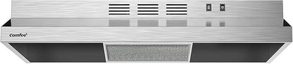 COMFEE' CVU30W2AST Range Hood 30 Inch Ducted Ductless Vent Hood Durable Stainless Steel Kitchen Hood for Under Cabinet with 2 Reusable Filter, 200 CFM, 2 Speed Exhaust Fan Silver