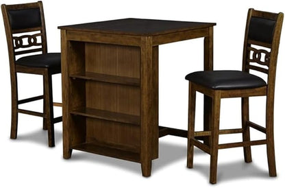 New Classic Furniture Gia Counter Table with Two Chairs and Storage Shelf, 30-Inch, Brown