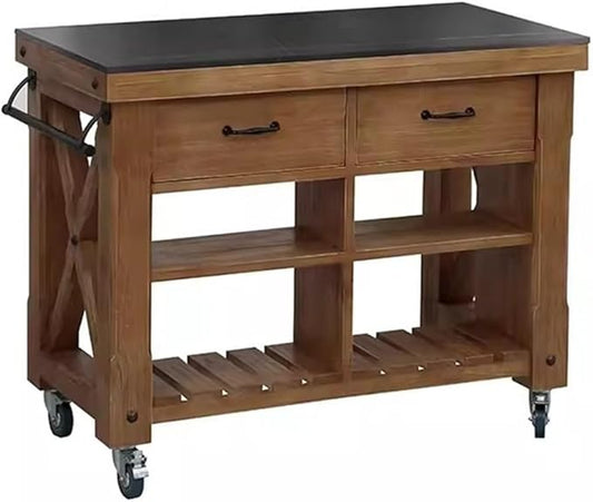 Mobile Shelving Kitchen Cooking Table Island Table Movable Operation Table Cutting Table Bar Table Open Dining Cabinet Kitchen Utility Cart