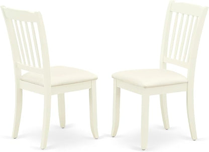 East West Furniture DAC-LWH-C Danbury Dining Room Chairs - Linen Fabric Upholstered Wooden Chairs, Set of 2, Linen White