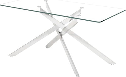60.63" Rectangular Glass Dining Table,Glass Dining Room Table with Tempered Glass Tabletop and Metal Legs, Modern Style Kitchen Table for Home, Kitchen, Dining Room