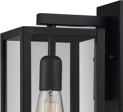 Globe Electric 44176 1-Light Outdoor/Indoor Wall Sconce, Matte Black Finish, Clear Glass Shade, Weather-Resistant Modern Exterior Light