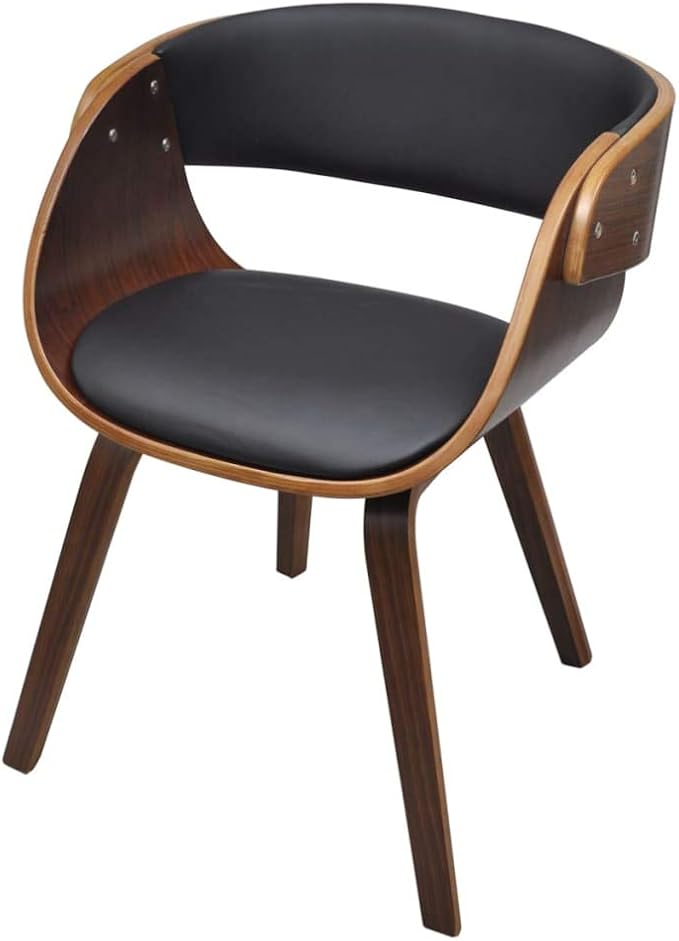 Modern Dining Chair Black Plywood Frame with Synthetic Leather Seat for Dining Room Kitchen Bedroom Vanity, Compact Size Ergonomic Design Comfortable Seating