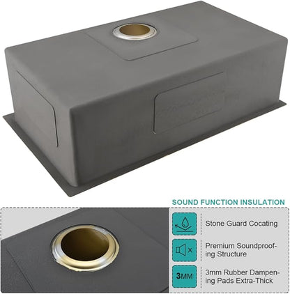 33 Inch Gold Kitchen Sink with Faucet Combo-iAnomla 33x19 Undermount Sinks Stainless Steel Brushed Gold Deep Single Bowl Kitchen Sink and Faucet Combo Set