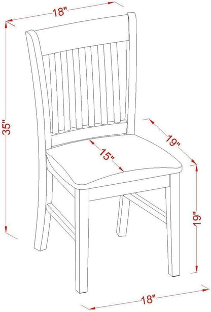 East West Furniture NFC-MAH-W Norfolk Dining Room Chairs - Slat Back Solid Wood Seat Chairs, Set of 2, Mahogany