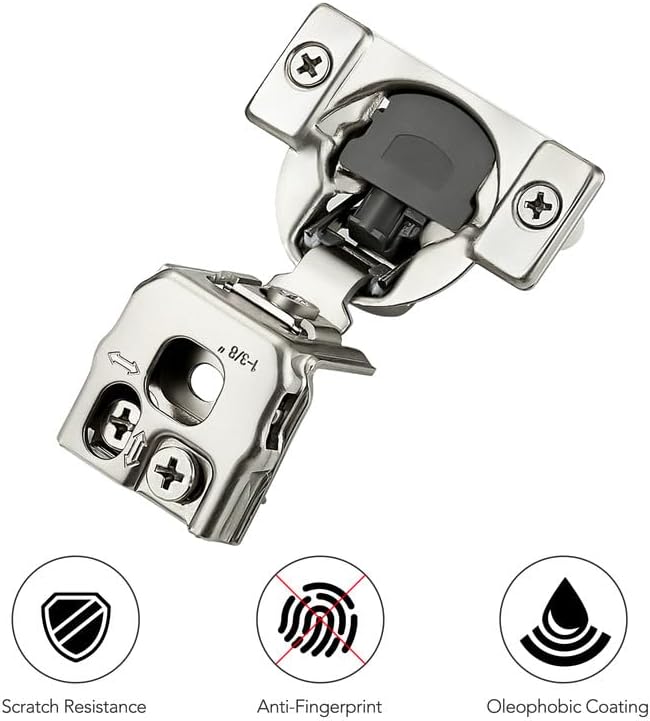 Ravinte 50 Pack 25 Pairs 1-3/8 inch Overlay Cabinet Hinges Kitchen Soft Close Cabinet Hinges Hidden Door Hinge for Kitchen Cabinet Stainless Steel Adjustable Hinges Satin Nickel Cabinet Hardware