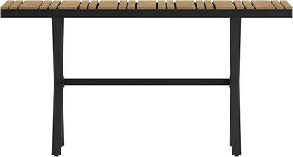 Flash Furniture Finch Commercial Grade X-Frame Outdoor Dining Table 59" x 35.5" with Faux Teak Poly Slats and Metal Frame, Natural/Gray