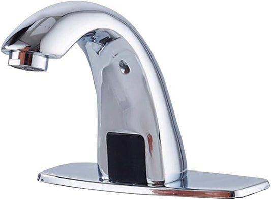 Electronic Bathroom Faucet Automatic Sensor Touchless Bathroom Sink Faucet Chrome, Motion Activated Hands-Free Vessel Sink Tap, Easy Installation Battery or Plug in Powered