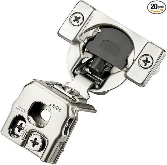 20 Pack 10 Pairs 1-3/8 inch Overlay Soft Close Hinges for Kitchen Cabinet Hinges Satin Nickel Hidden Hinges Stainless Steel Concealed Hinge self Closing