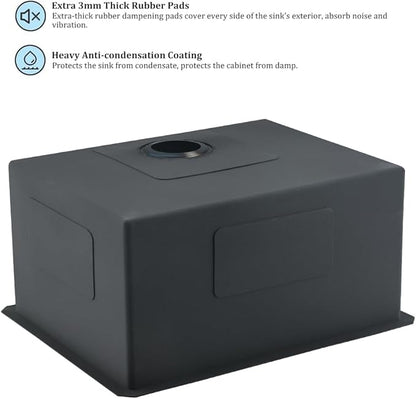23 Inch Black Undermount Laundry Sink-VASOYO 23x18x13 Undermount Utility Sink Black Stainless Steel Laundry Room Sinks 16 Gauge 13 Inch Deep Single Bowl Under Mount Outdoor Sink