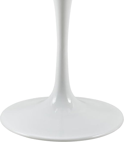 Modway Lippa Round 28" Mid-Century Modern Artificial Marble Dining Table in White