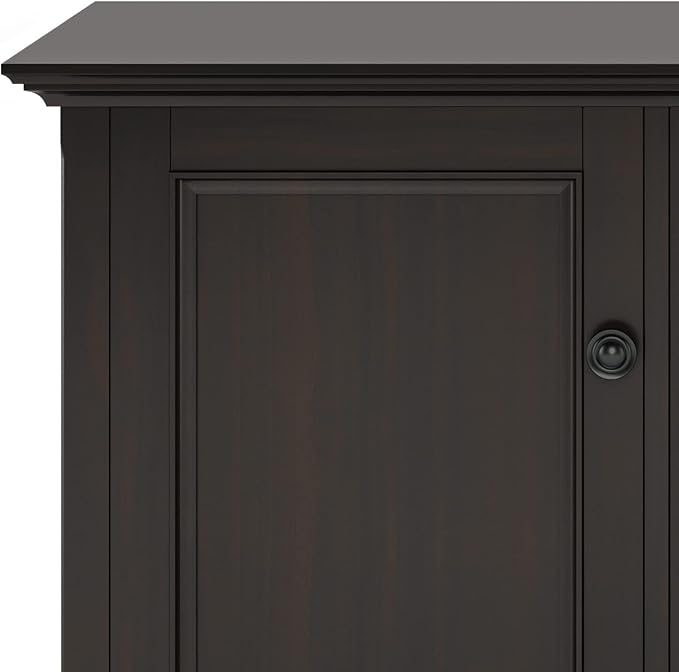 SIMPLIHOME Amherst 60-inch Wide Solid Wood 3-Door Storage Cabinet in Hickory Brown, Transitional-Style Buffet Sideboard for Living Room, Dining Room or Entryway