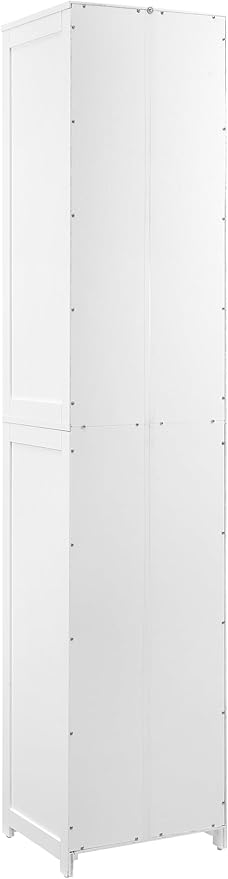 Crosley Furniture Savannah Linen Storage Cabinet, Laundry Room, Bathroom Organizer with Shelves, White