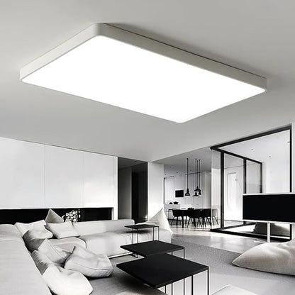 Dimmable LED Ceiling Light Fixture,16 * 24 Inch Modern Rectangle Recessed Ceiling Lights, 3000K-6000K Lamp,48W White Close to Ceiling Lighting Flush Mount for Living Room Bedroom