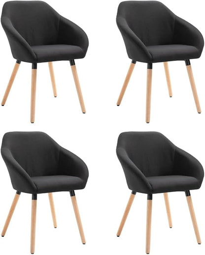 4-Piece Black Fabric Dining Chairs Set Solid Wood Frame Matte Finish Indoor Seating for Dining Room Kitchen Living Room