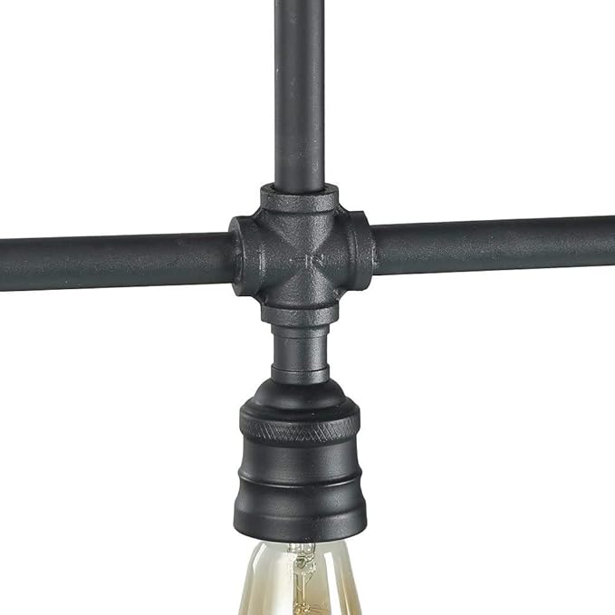 LOG BARN Pendant Lighting for Kitchen Island, 4-Light Farmhouse Industrial Lighting in Black Metal, 44" Linear Dining Room Lighting Fixtures Hanging