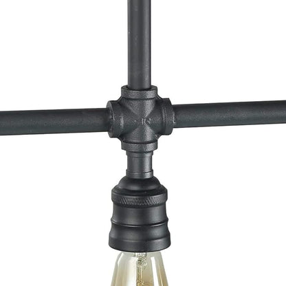 LOG BARN Pendant Lighting for Kitchen Island, 4-Light Farmhouse Industrial Lighting in Black Metal, 44" Linear Dining Room Lighting Fixtures Hanging
