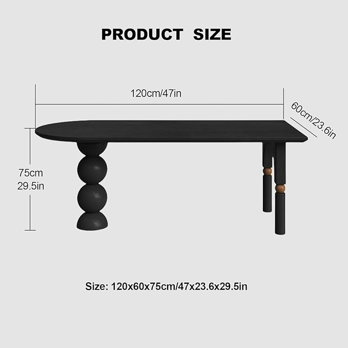 Dining Table, Solid Wood Dining Table with Orb Legs, Game Table, Multipurpose C Table, Mid-Century Modern Dining Table for Living Room,Kitchen,Conference Room,Small