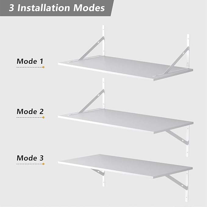 Deep Floating Shelves for Wall Set of 3, 24W x 12 Inch Deep White Floating Shelves, Wide Floating Wall Mounted Shelves for Living Room, Kitchen, Office, Bedroom, Bathroom, Laundry Room