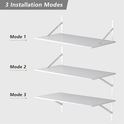 Deep Floating Shelves for Wall Set of 3, 24W x 12 Inch Deep White Floating Shelves, Wide Floating Wall Mounted Shelves for Living Room, Kitchen, Office, Bedroom, Bathroom, Laundry Room