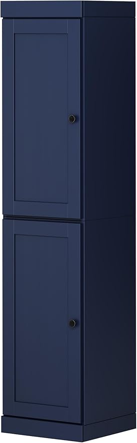 Palace Imports Solid Wood Kitchen Pantry - Narrow Storage Cabinet - Shaker Doors, Adjustable Shelves, Navy Blue, 16.5" Wide x 71.5" Tall, 100% Eco-Friendly Wood, Modular Pantry Cabinet Systems