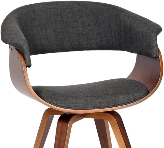 Armen Living Summer Modern Chair In Charcoal Fabric and Walnut Wood