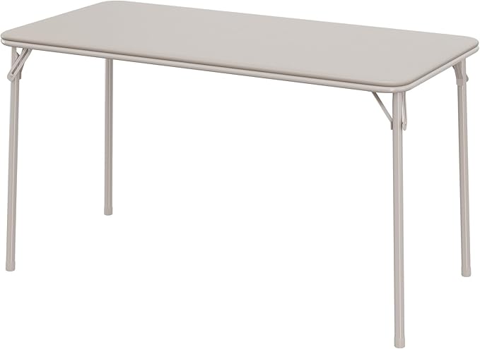 IDEALHOUSE Folding Table, Portable Folding Card Rectangle Table with Sturdy Metal Frame, PU Leather Upholstered Foldable Table, for Dining Room, Living Room, Office, Camping, Brige