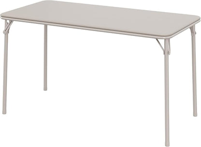 IDEALHOUSE Folding Table, Portable Folding Card Rectangle Table with Sturdy Metal Frame, PU Leather Upholstered Foldable Table, for Dining Room, Living Room, Office, Camping, Brige