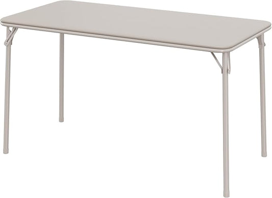 IDEALHOUSE Folding Table, Portable Folding Card Rectangle Table with Sturdy Metal Frame, PU Leather Upholstered Foldable Table, for Dining Room, Living Room, Office, Camping, Brige