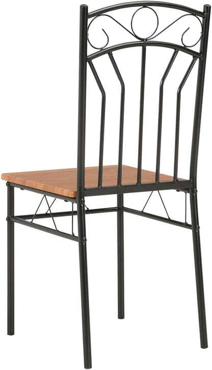 Modern Brown MDF Dining Chairs Set of 2 Mid-Century Industrial Steel Frame Kitchen and Dining Room Furniture