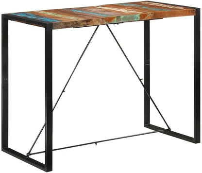 Reclaimed Wood Bar Table Black 55.1x27.6x43.3 in Handmade Rustic Industrial Counter Height Dining Table for Kitchen Living Space Indoor Outdoor