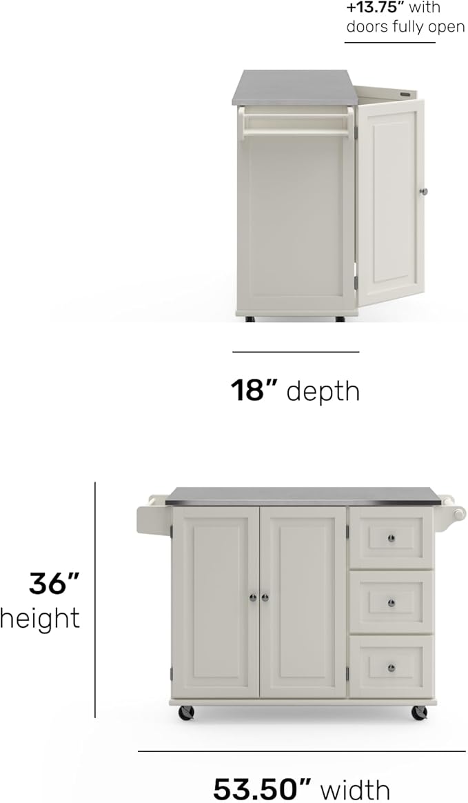 homestyles Dolly Madison Off-White Kitchen Cart