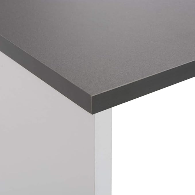 Modern Height Adjustable Bar Table, Rectangular Pub Table with Engineered Wood Surface for Home Kitchen, Dining Room, and Social Gatherings, 51.2 Inch Long, White and Grey