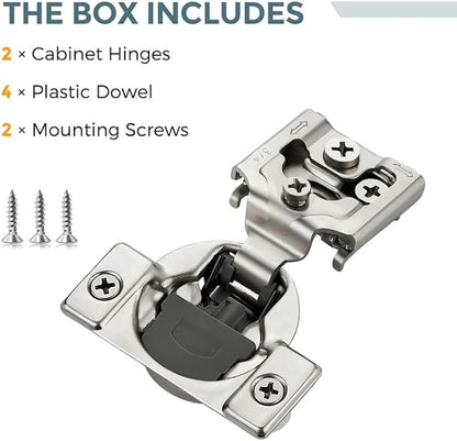 HOME EDIT 2 Pack 1 Pair 3/4 inch Overlay Soft Close Cabinet Hinges for Kitchen, Stainless Steel Three-Way Adjustable, Concealed Self-Closing Door Hinges