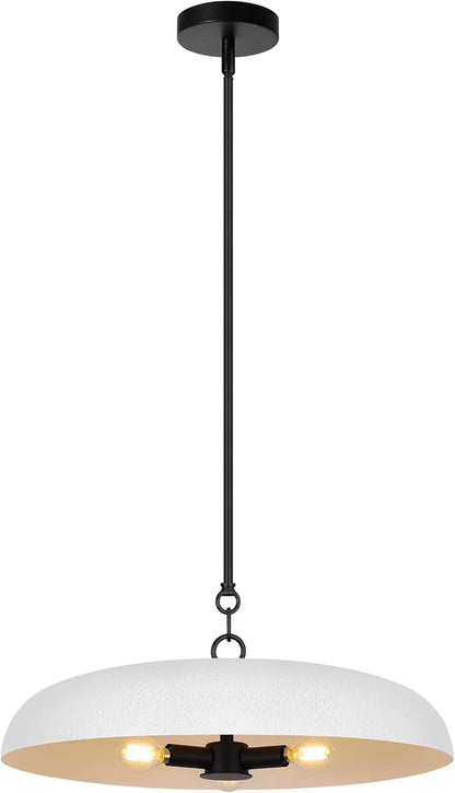 LamQee 20 Inch Oversized Large Pendant Lights, 3-Lights Textured White Modern Dome Chandelier, Rustic Metal Pendant Lighting Fixture Ceiling Hanging for Kitchen Island, Dining Room Over Table, Bar