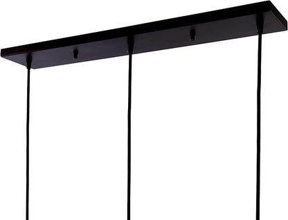 JONATHAN Y 30.5" Brass Gold/Black 3-Light Iron and Glass Linear Pendant Light, Adjustable Height for Kitchen Island Dining Room, Modern Farmhouse, LED Bulbs Included JYL1123A