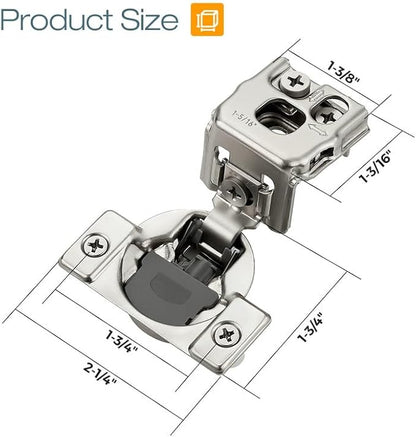 HOME EDIT 10 Pack 5 Pairs 1-5/16 inch Overlay Soft Close Cabinet Hinges for Kitchen, Stainless Steel Three-Way Adjustable, Concealed Self-Closing Door Hinges
