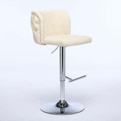 Furniture,Swivel Adjusatble Seat Height with Chrome Base, Modern PU Upholstered Bar Stools with The Whole Back Tufted, for Home Pub and Kitchen Island,Beige, Set of 2