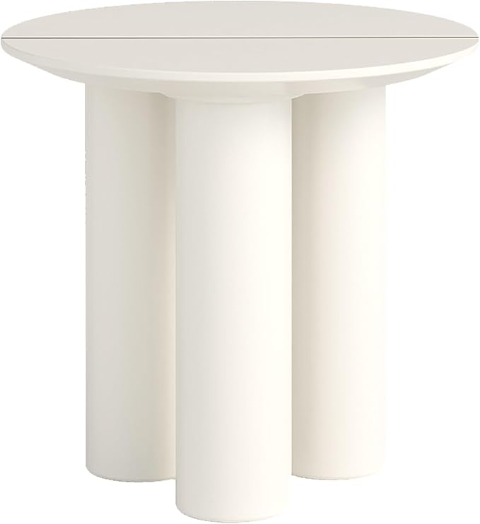 29.92" Cream White Round Dining Table Modern Rectangular Kitchen Table Minimalist Ripple Base Compact Space Saving Desk For Apartment Dining Room Home Furniture Easy Assembly Durable Wood Surface