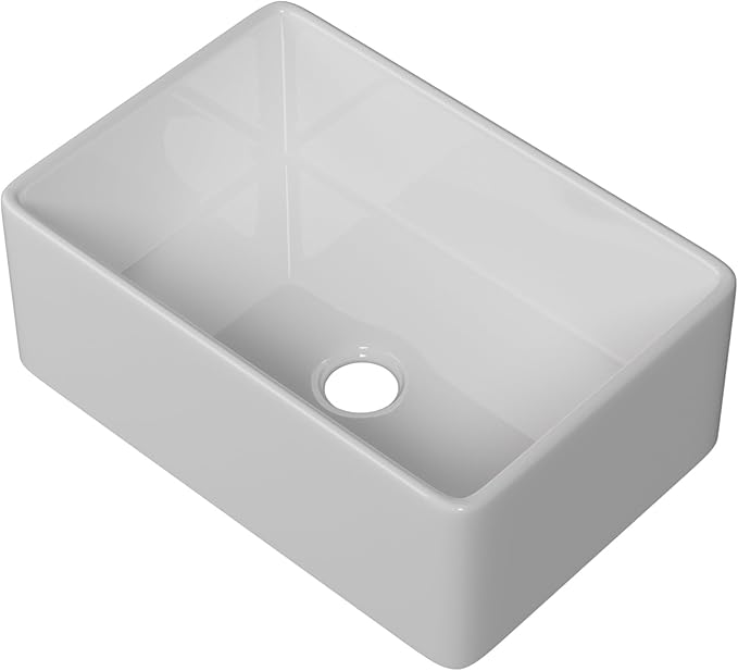 Miuara Farmhouse Sink 27 Inch - Small Apron Front Undermount Kitchen Sink Reversible 27"x18"x10", Farm House Style Single Bowl, Heavy Duty Solid Fireclay, White, for Kitchen & Laundry & Small Space