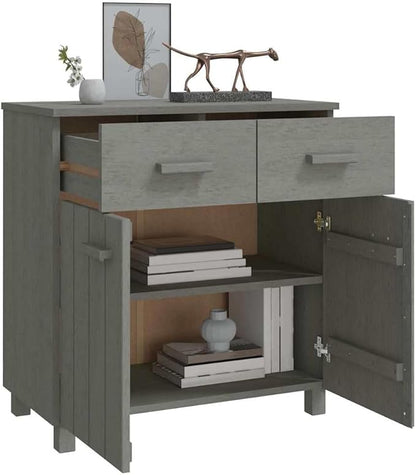 Sideboard Buffet Cabinet 31.1x15.7x31.5 in Light Grey Solid Pine Coffee Bar Console Cupboard for Living Room Entryway Kitchen Storage