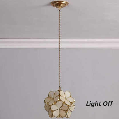 Bieye L10748 Petals Tiffany Style Stained Glass Ceiling Pendant Light with 8-inch Wide Lampshade (Cream White, 8" Cherry Blossom)