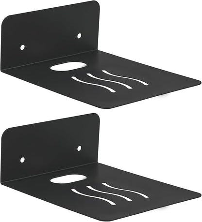 Steel Floating Shelves for Wall,Small Wall Shelf，Suitable for Bedroom, Living Room, Bathroom, Kitchen, Office (Black, 2Pack 4.72x6.1 in)